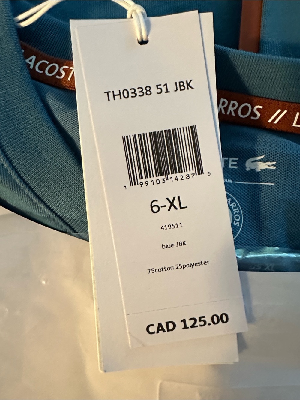Lacoste Men's Blue Crocodile Graphic Short Sleeve Tee | XL - Picture 2 of 2